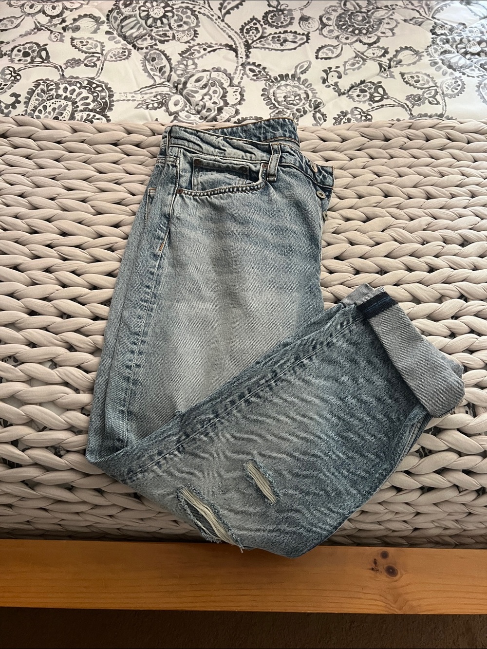 rag & bone Light Wash Distressed Boyfriend Jeans